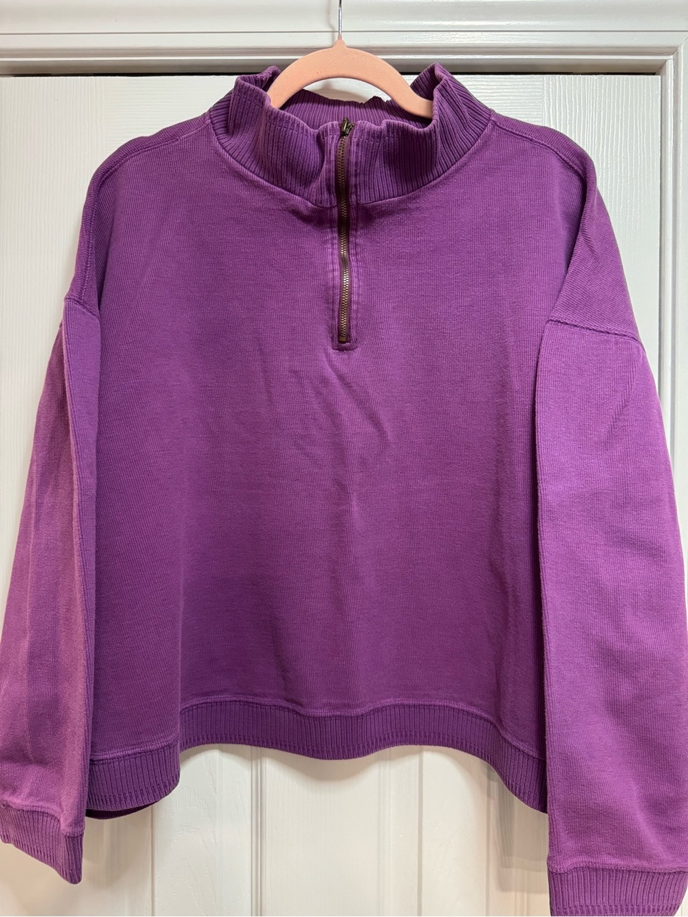 Coldwater Creek Purple Half-Zip Funnel Neck Sweatshirt